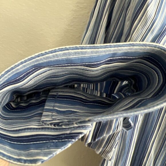 Bugatchi Uomo Dress Shirt Blue Striped Classic Fit Button Up Mens Size Large L - Picture 7 of 11